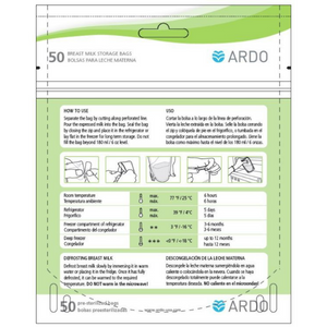 Ardo Easy Breast Milk Storage Bag, Pack Of 25 | Store Breast Milk Up To 12 Months In The Freezer | Odorless, Tasteless And Leak Protection